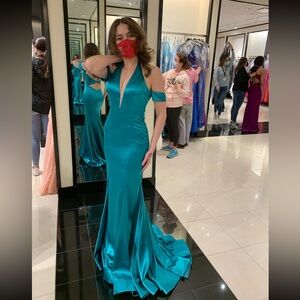 Teal/Jade Satin Gown